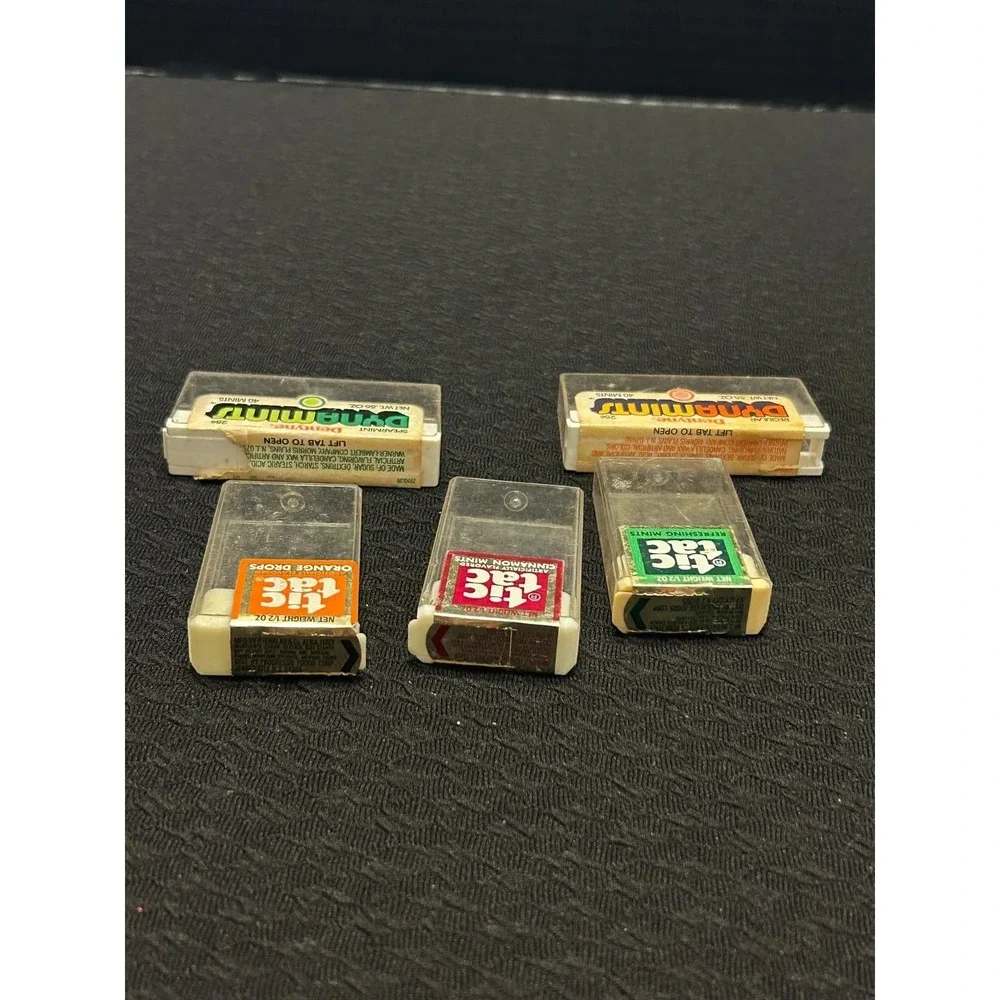 Vintage Lot Of 3 Plastic Tic Tac Boxes And 2 Dynamints Boxes